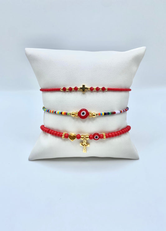 Red Cross Bracelet Set