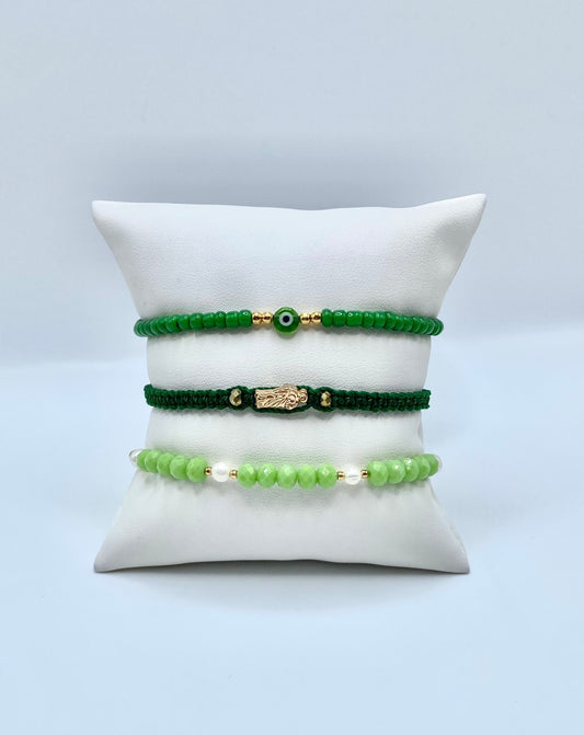 Green Evil Eye Bracelet Set