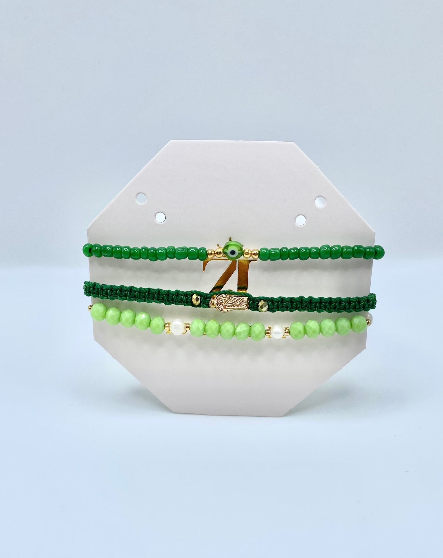 Green Evil Eye Bracelet Set